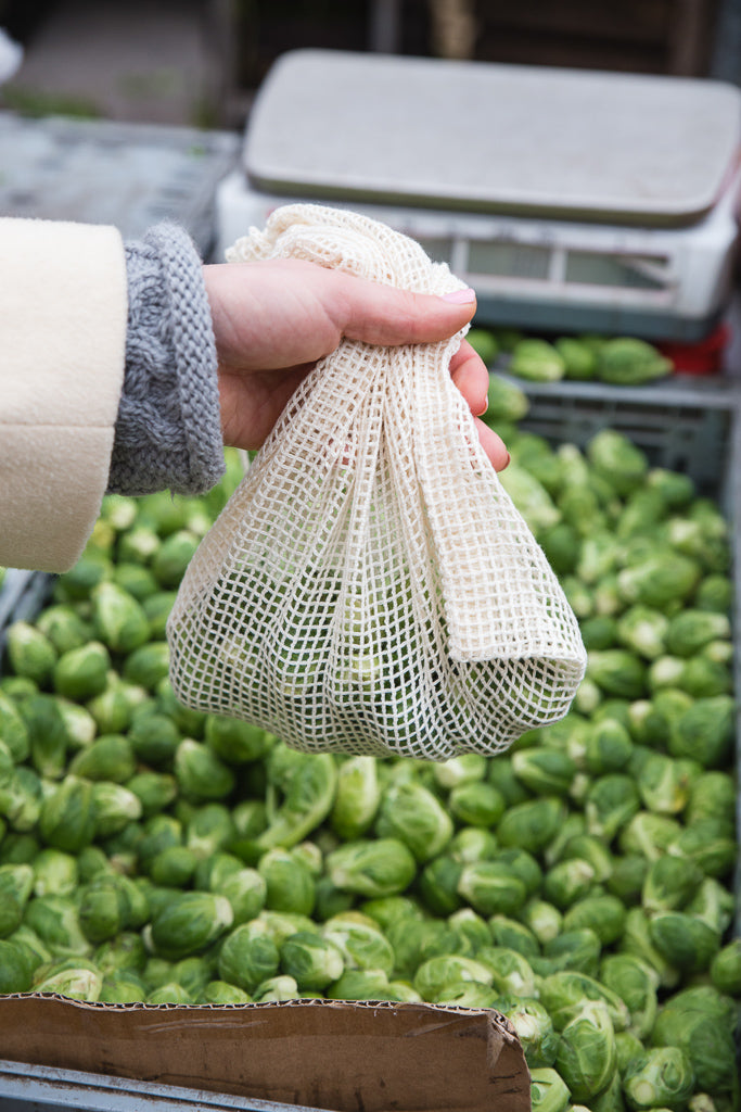 Packaged Organic Cotton Medium Mesh Bag | 3 Pack.
