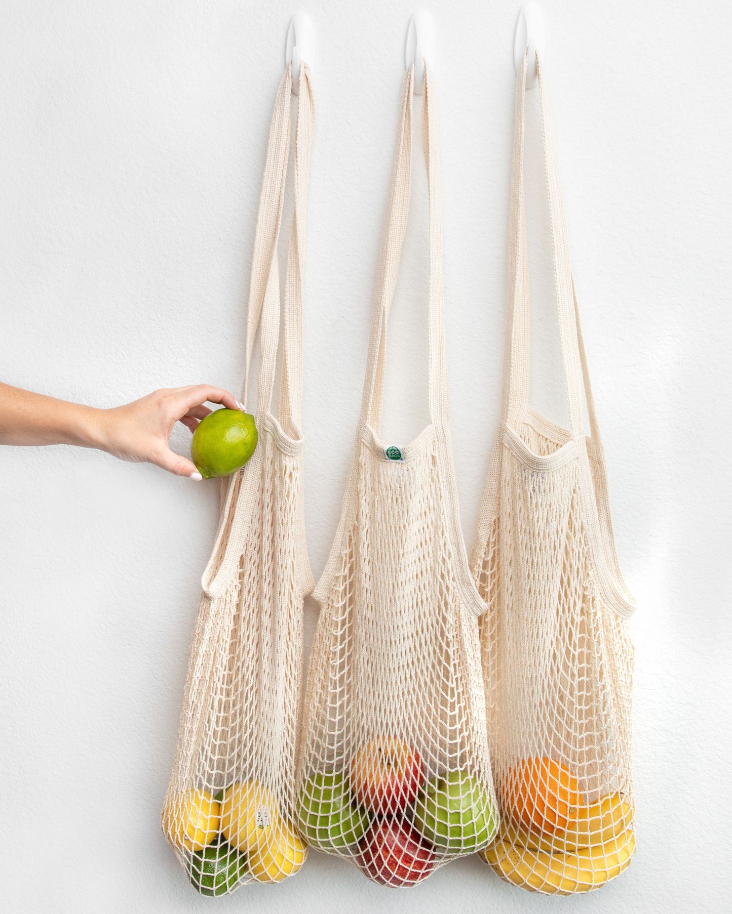 Natural Cotton String Bag | Long Handle.