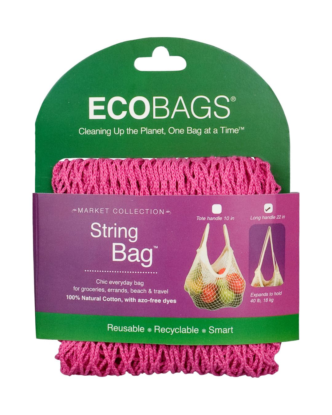 Natural Cotton Long Handle String Bag | Retired Packaging.