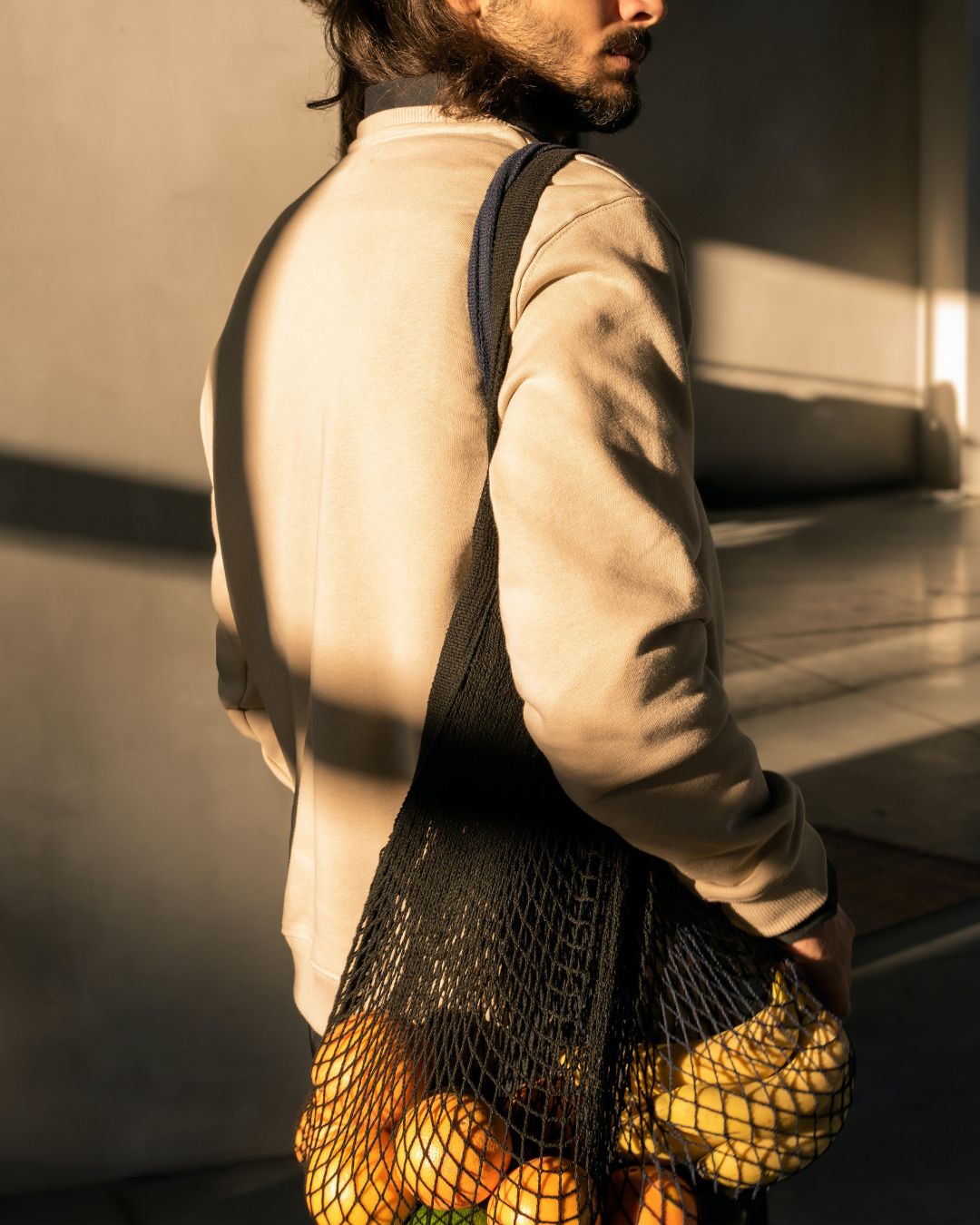 Natural Cotton Long Handle String Bag | Retired Packaging.