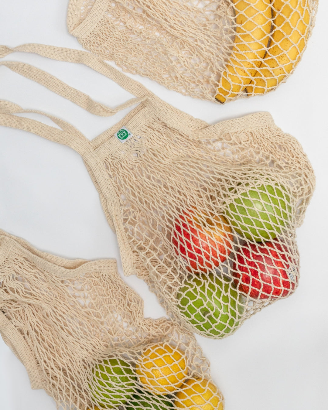 Packaged Natural Cotton String Bag | Long Handle.