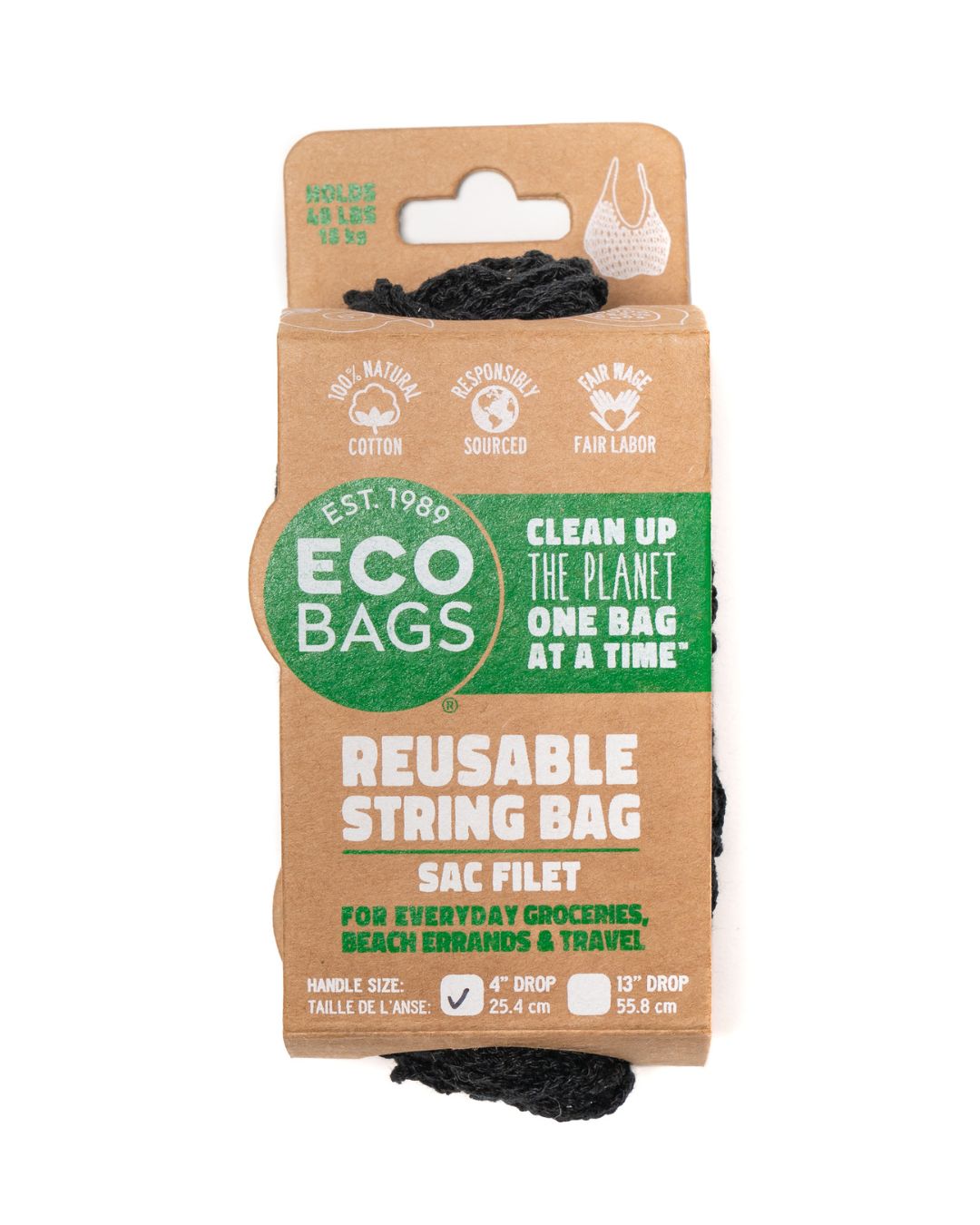 Packaged Natural Cotton String Bag | Tote Handle.